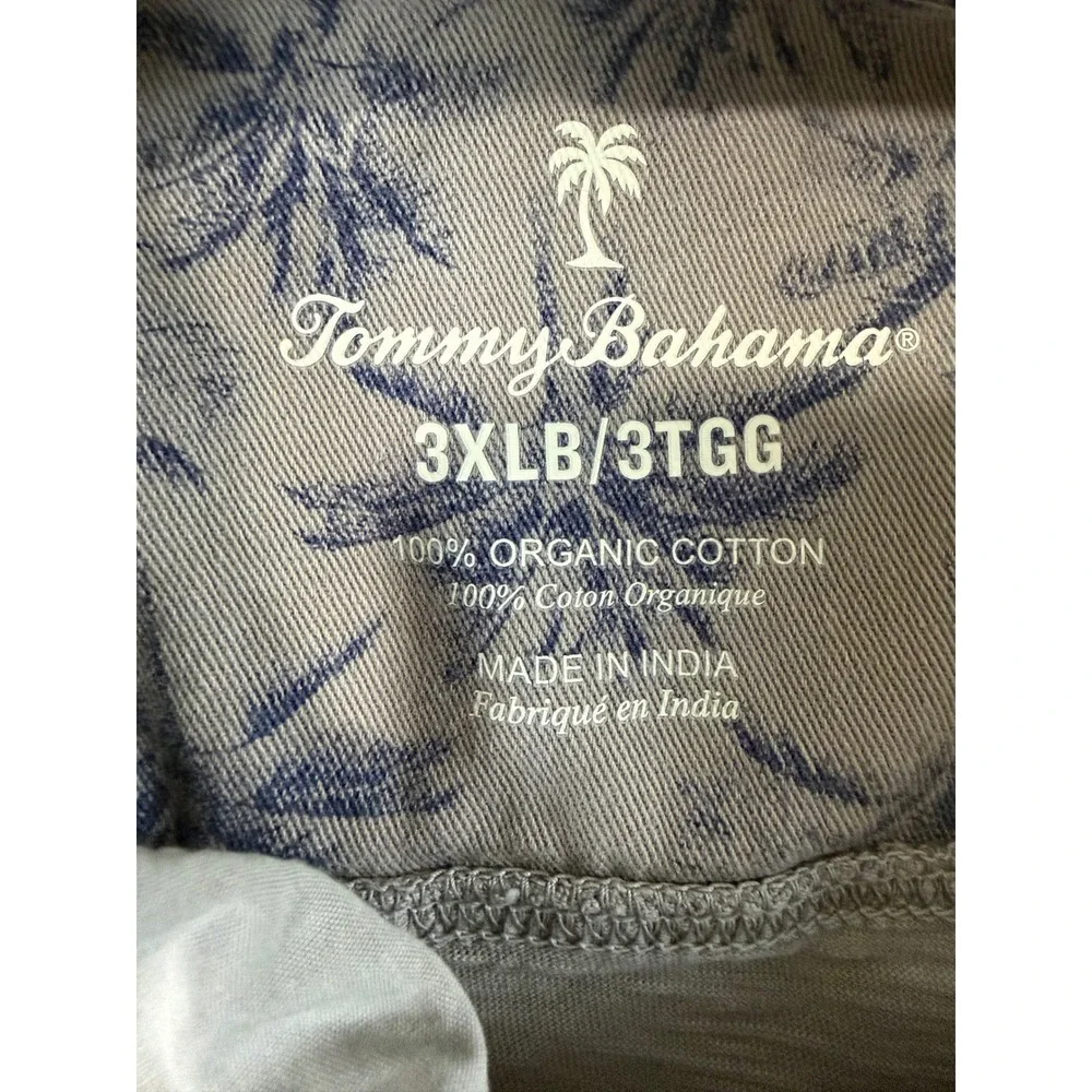 Tommy Bahama Polo Shirt Men's‎ 3XLB Big Grey Organic Cotton Short Sleeve